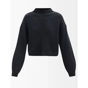 Le Ore Women's Gray Lodi Pointelle Knit Merino Wool Pullover Sweater Size Large